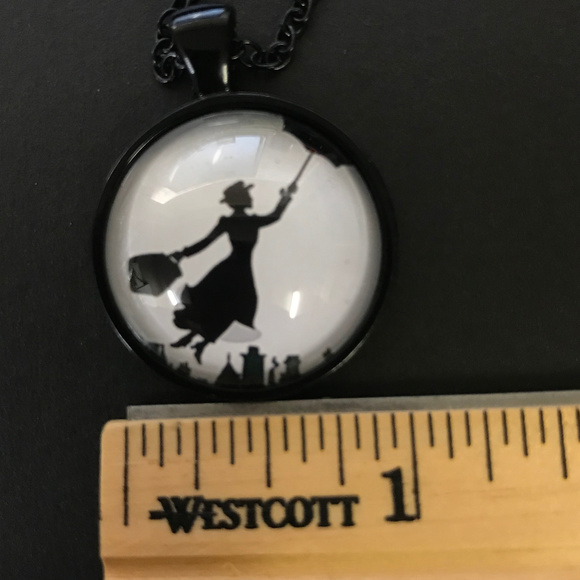 Mary Poppins Silhouette Black Bezel Necklace - Picture 3 of 5